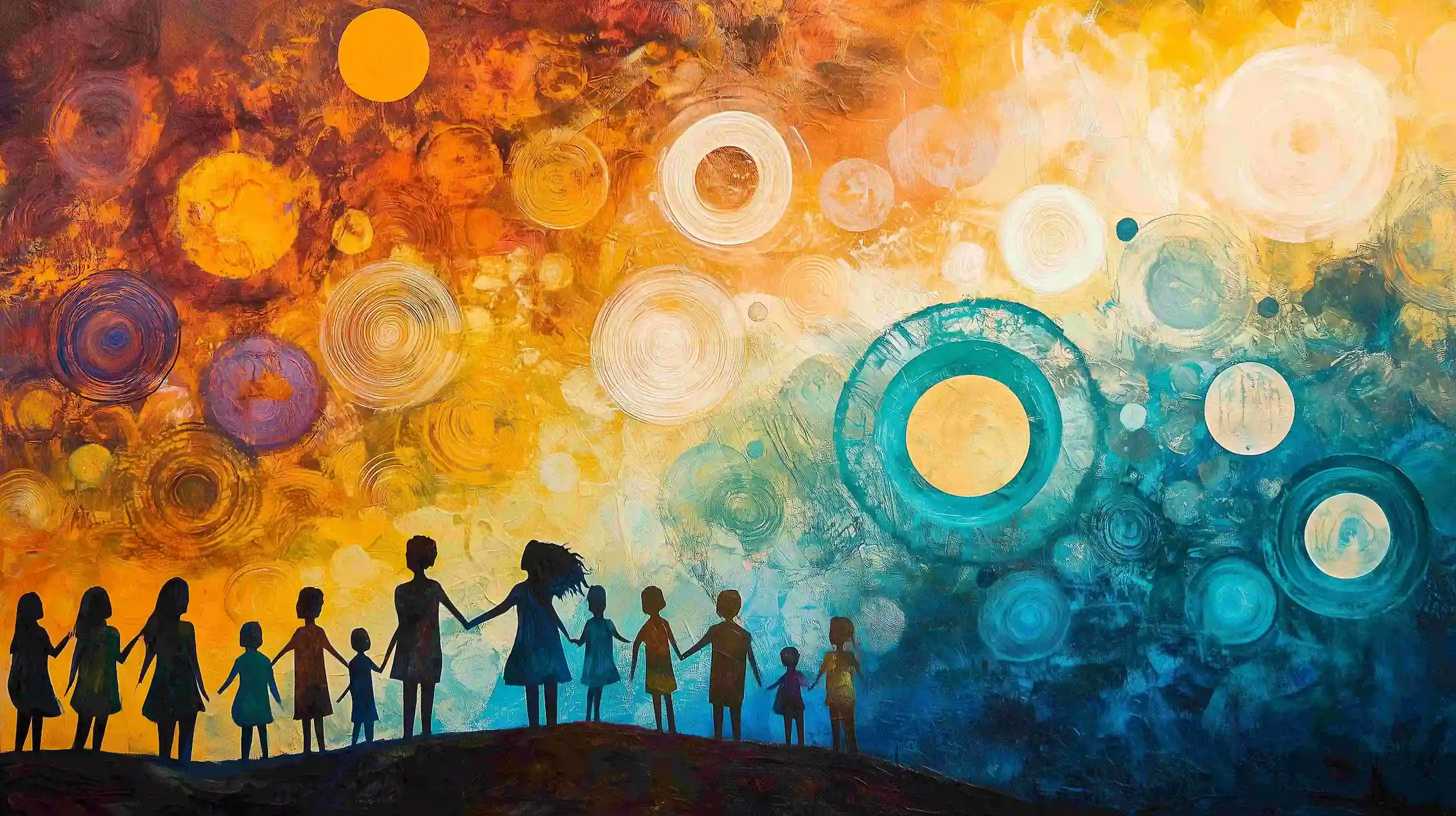 Cycle of poverty image with people and a colorful world cartoon style