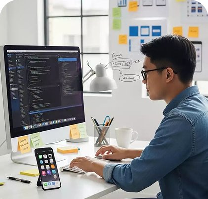 Man working at a computer